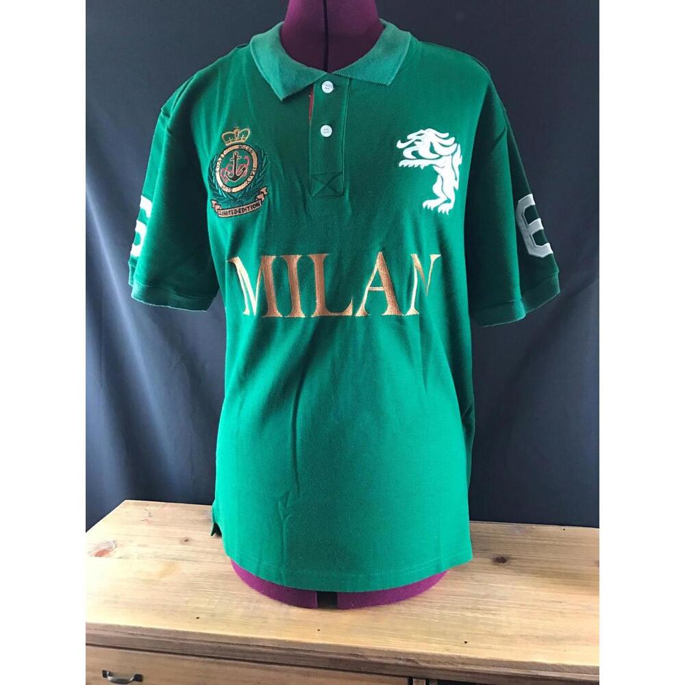 NWT American Ranger MILAN ITALY Soccer RUGBY Polo Shirt GREEN/GOLD World Cup #6